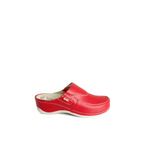 Dámské červené kožené zdravotní pantofle FC10
