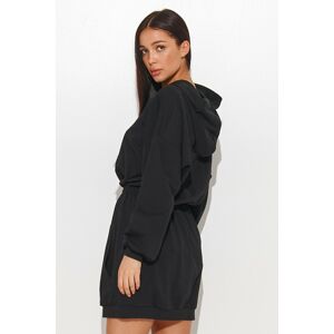 Černé krátké mikinové šaty s kapucí NU374