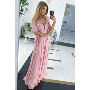 Růžové dlouhé šaty Jagoda