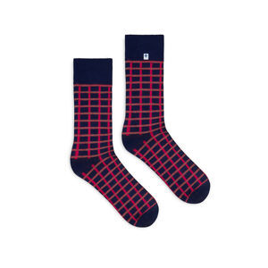 Modro-červené ponožky Checkered