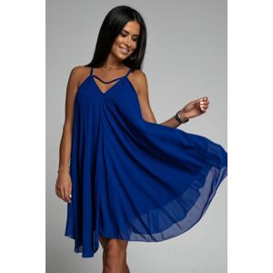 Modré krátké šaty na ramínka 52315