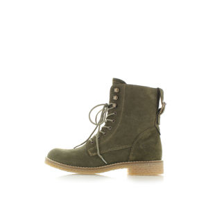 Tmavě zelené kožené boty Tamaris 25275