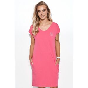 Ružové bavlnené šaty M713
