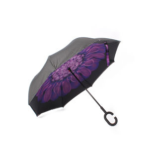 Černý deštník Purple Flower