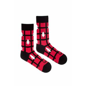 Černo-červené vzorované ponožky Stromec červený