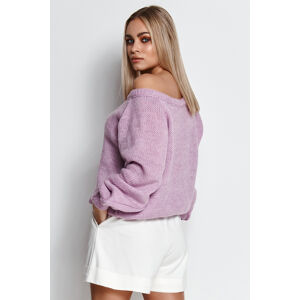 Světle fialový pletený pulovr S114