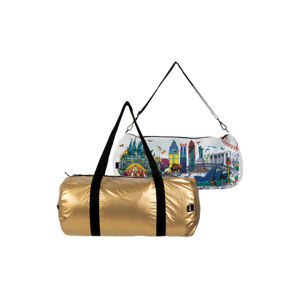 Vícebarevní oboustranní sportovní taška Kristjana S Williams Interiors Gold & World Skyline Weekender