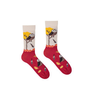 Bordově-hnědé vzorované ponožky Owl