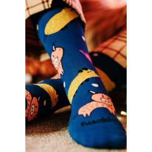 Modré ponožky Golden Pig