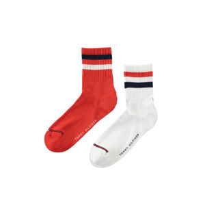 Červeno-bílé ponožky Jeans Quarter Stripe - dvojbalení