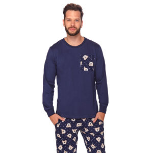 Pánské tmavě modré vzorované pyžamo z organické bavlny PMB4139