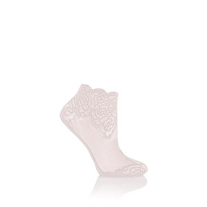 Světle růžové krajkové kotníkové ponožky CS16