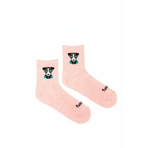 Růžové tříčtvrteční ponožky Pes žebrovaný