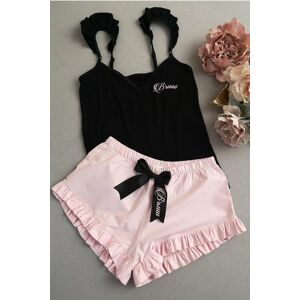 Černo-růžové krátké pyžamo Pinky Set 2
