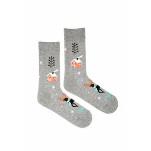 Šedé vzorované ponožky Jeleni na sněhu