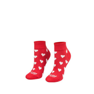 Červené vzorované kotníkové ponožky Hearts