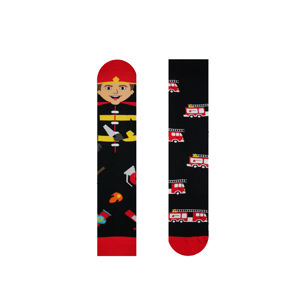 Černo-červené vzorované ponožky Fireman