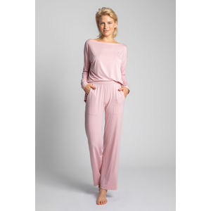 Růžové pyžamové široké kalhoty LA028