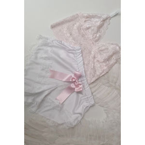 Růžovo-bílé krajkové pyžamo Angel