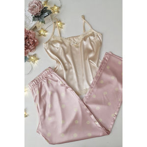 Béžovo-světle růžové pyžamo Joy pink set 2