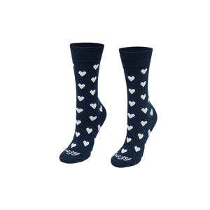 Tmavomodré ponožky Srdíčka modro-bílé