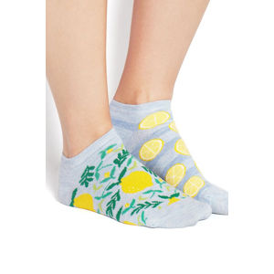 Dámské šedo-žluté kotníkové ponožky Lemon Tree