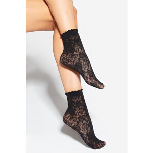 Černé vzorované ponožky Fleur trendy 02 20DEN