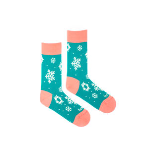 Tyrkysově-růžové vzorované ponožky Snowflake