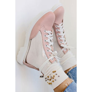 Bílo-růžové kotníkové boty Venise