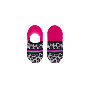 Dámské růžovo-leopardí kotníkové ponožky Romy