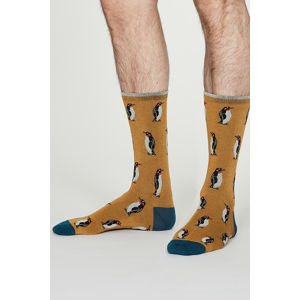 Pánské žluté vzorované ponožky Penguin Bamboo Socks