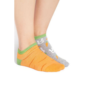 Dámské šedo-oranžové kotníkové ponožky Bunnies
