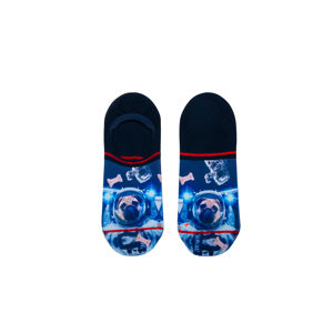 Pánské modré vzorované kotníkové ponožky Pug in Space Footies