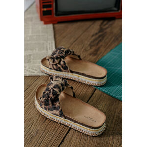 Leopardí platformové pantofle s mašlí Nora