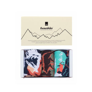 Vícebarevné ponožky v darčekové krabičce The Fusakle - trojbalení