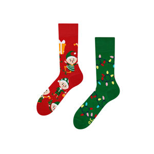 Červeno-zelené ponožky Elves