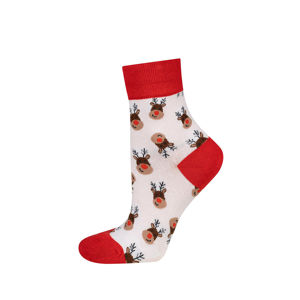 Červeno-bílé vzorované ponožky Christmas Reindeer