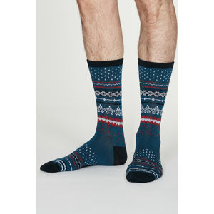 Pánské tmavě modré vzorované ponožky Reginald Bamboo Christmas Pattern Socks