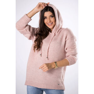 Světle růžový pulovr s kapucí Luella II