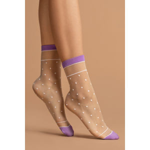 Smetanové vzorované ponožky Liz 15DEN