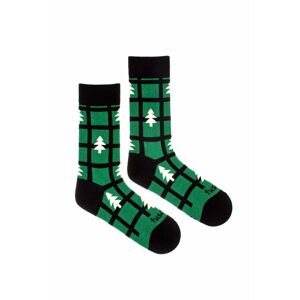 Černo-zelené vzorované ponožky Stromec zelený