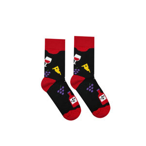 Černo-červené ponožky Vínopič