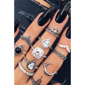 Set prstenů v stříbrno-černé barvě Victoria