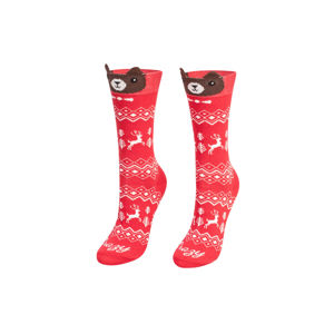Červené vzorované ponožky Christmas bears