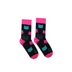 Černo-fuchsiové ponožky Kočička