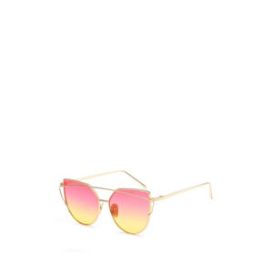 Růžovo-žluté sluneční brýle Glam Cat Eye