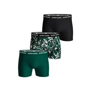 Pánské černo-zelené boxerky BB Fleurs de Jardin Sammy Shorts - trojbalení