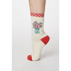 Smetanovo-červené ponožky Flora Socks