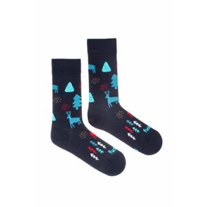 Tmavě modré vzorované ponožky Sváteční les
