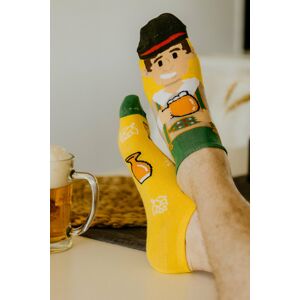 Žluto-zelené kotníkové ponožky Pivař